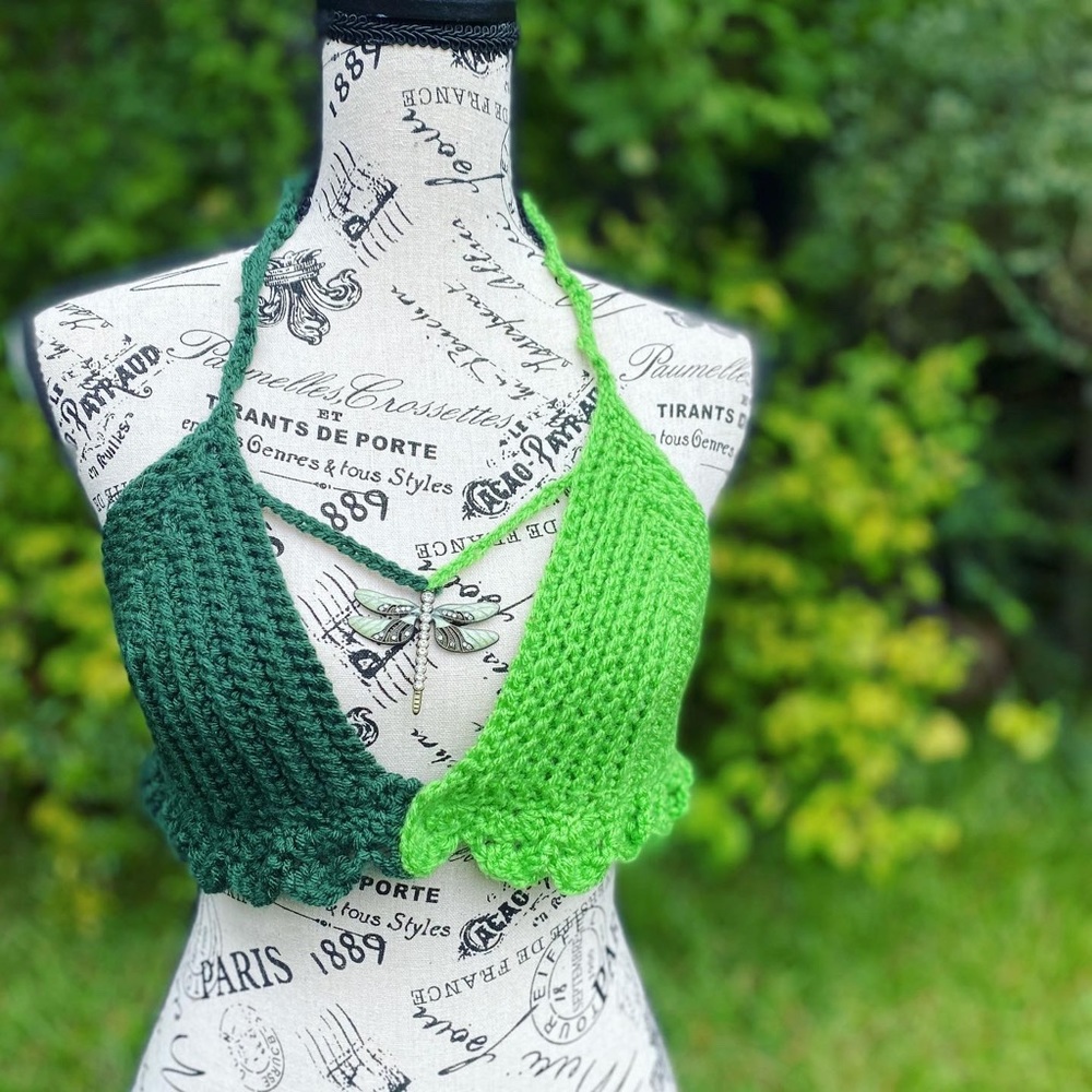 Multi-green Dragonfly Bralette